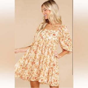Fall Floral babydoll mini dress